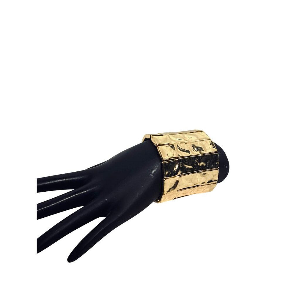 Kenneth Jay Lane Gold Tone Panel Stretch Bracelet (6245)